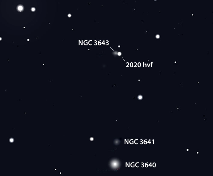 2020hvf完全炸毁了其宿主星系NGC3643。该星系距离我们约有9500万光年。