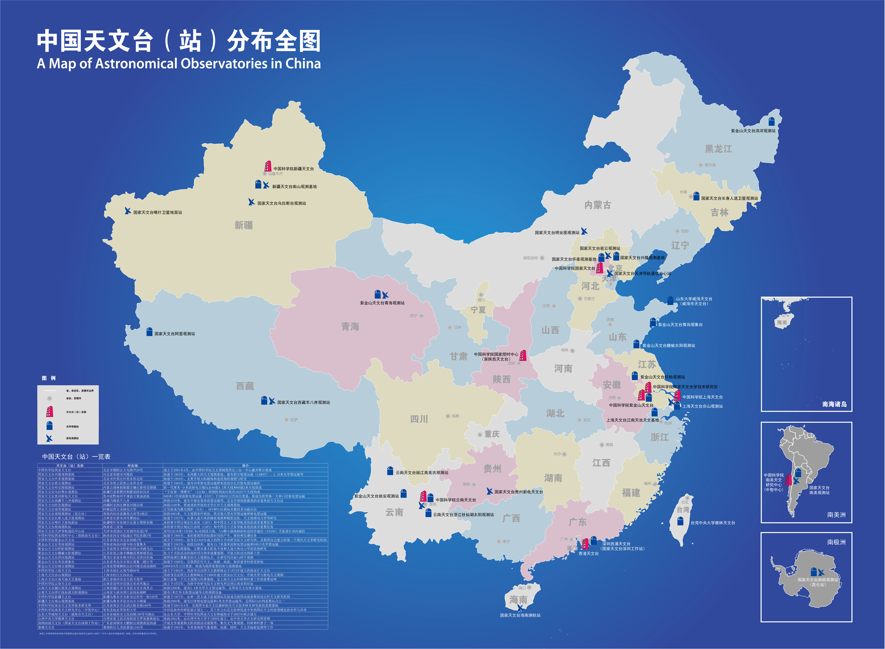 中国天文台分布图