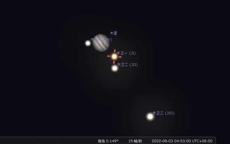 2022/8/3 正像天文望远镜所见的木卫一示意图