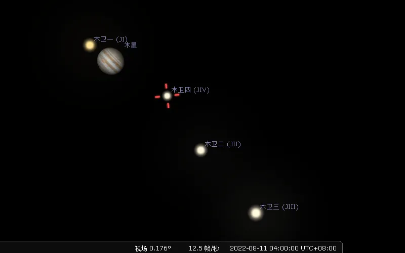 2022/8/11 正像天文望远镜所见的木卫四示意图