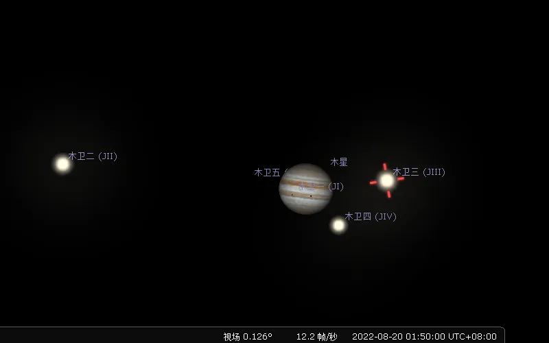 2022/8/20 正像天文望远镜所见的木卫三示意图
