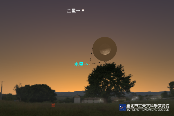2023年4月12日18:30的水星模拟示意图。