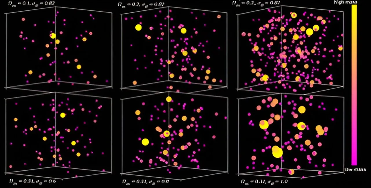 该团队将测量的星系团数量与数值模拟的预测进行了比较，以确定哪个答案“恰到好处”。（图片来源：Mohamed Abdullah，埃及国家天文学和地球物理研究所/日本千叶大学）Like Goldilocks, the team compared the number of galaxy clusters measured with predictions from numerical simulations to determine which answer was “just right.” Credit: Mohamed Abdullah (The National Research Institute of Astronomy and Geophysics, Egypt/Chiba University, Japan)